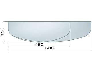 シロクマ　ガラス棚板D形　600mm　TG-121(透明)