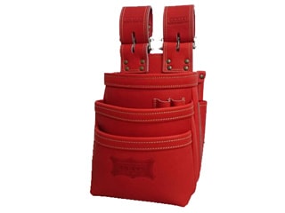 ニックス　最高級赤色グローブ革3段腰袋(チェーンタイプ)　KGR-301DDX