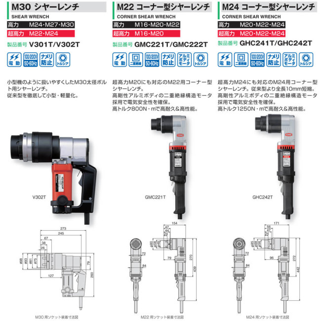 魅力の グッドジョブツールスYAHOO店 ＴＯＮＥ シャーレンチ Ｍ１６ Ｍ２０用 １００Ｖ