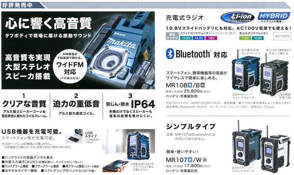 マキタ マキタ 充電式スピーカ MR202B DSHX 黒 バッテリBL1015x2個+充電器DC10SA付  AC100V/10.8V/14.4V/18V対応 makita オリジナルセット品