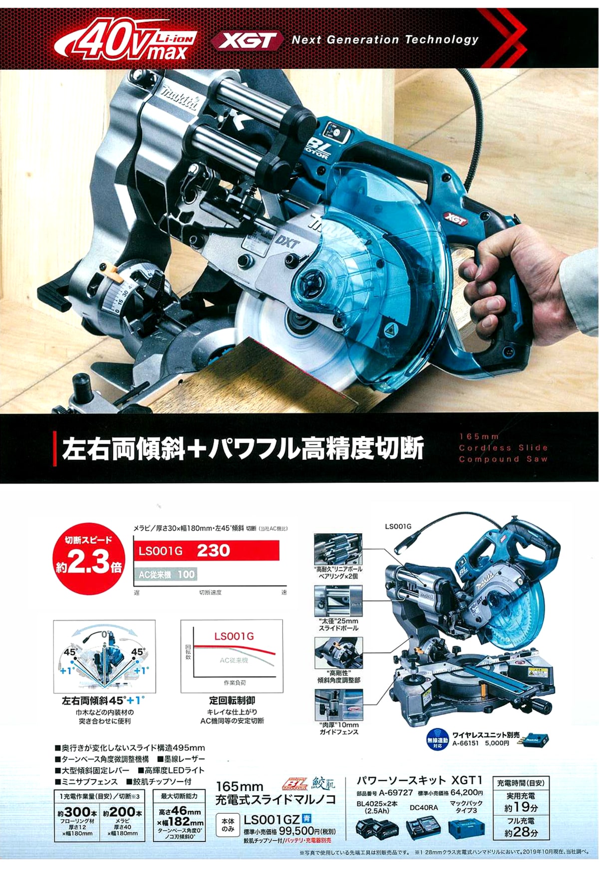 マキタ(Makita) 充電式スライドマルノコ LS001GZ