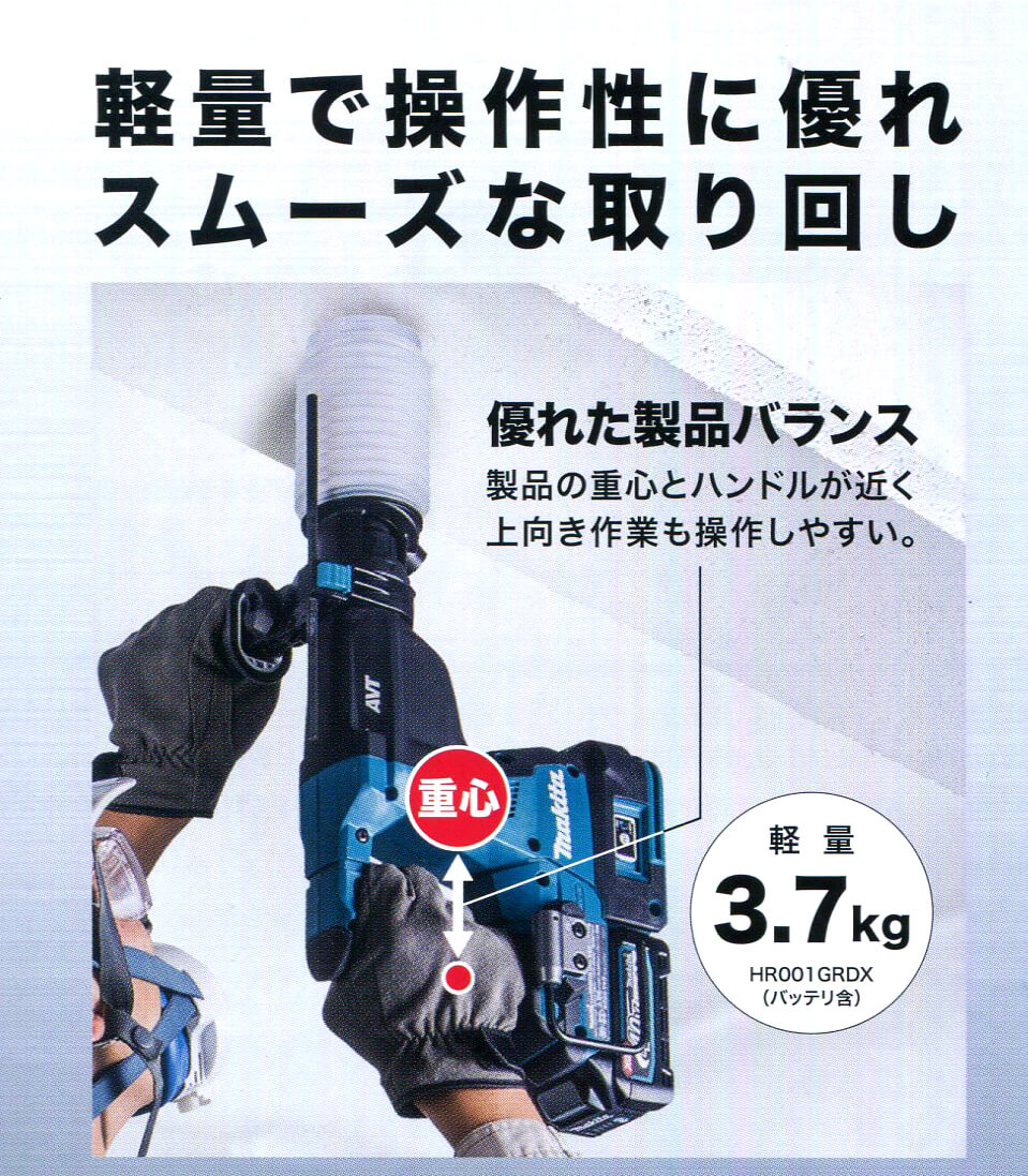 マキタ HR001GRDX 40Vmax 28mm充電式ハンマードリル ウエダ金物【公式サイト】