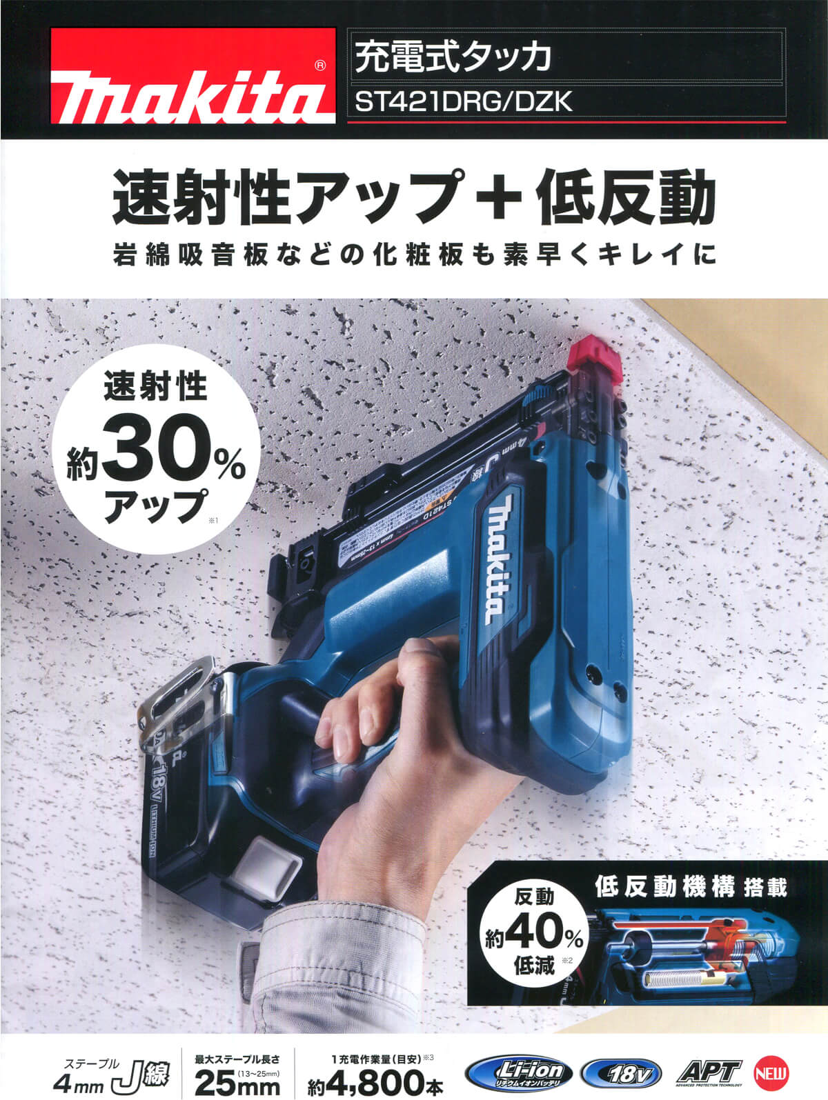 マキタ(makita) 充電式タッカ 18V　ST421DZK