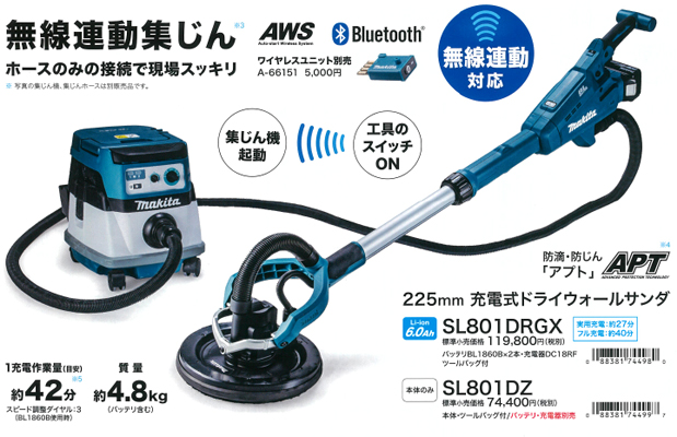 マキタ 充電式ドライウォールサンダ SL801DRGX バッテリ・充電器・ツールバッグ付き - 1