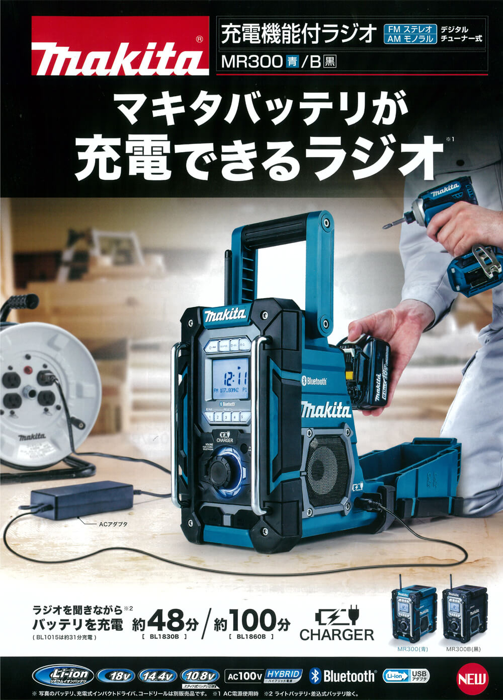 マキタ　MR300　充電機能付ラジオを【徹底解説】/MR300B