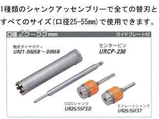 ユニカ 多機能コアドリル Dシリーズ 乾式ダイヤ SDSシャンク UR21