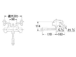 カクダイ　逆配管用サーモ混合栓　サーモスタットシャワ混合栓(逆配管)　173-132
