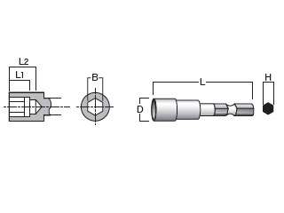 HiKOKI(日立工機)　ヘグザゴンソケット　Ｍ８小形他用（二面幅１２ＭＭ）７５Ｌ　　　0030-3021