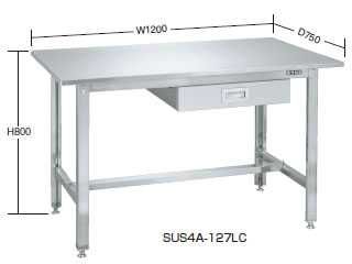 サカエ　ステンレス作業台　SUS4A-126LC