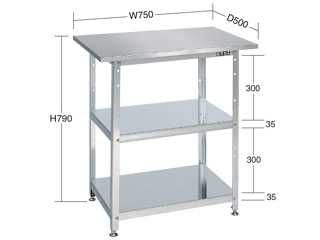 サカエ　ステンレス　一人用作業台　Ｈ７９０　SU-075