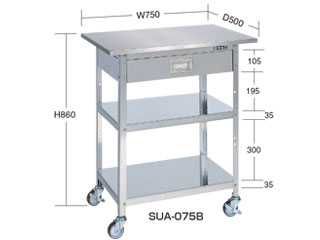 サカエ　ステンレス　一人用作業台　Ｈ８６０ｍｍ　SUA-075B