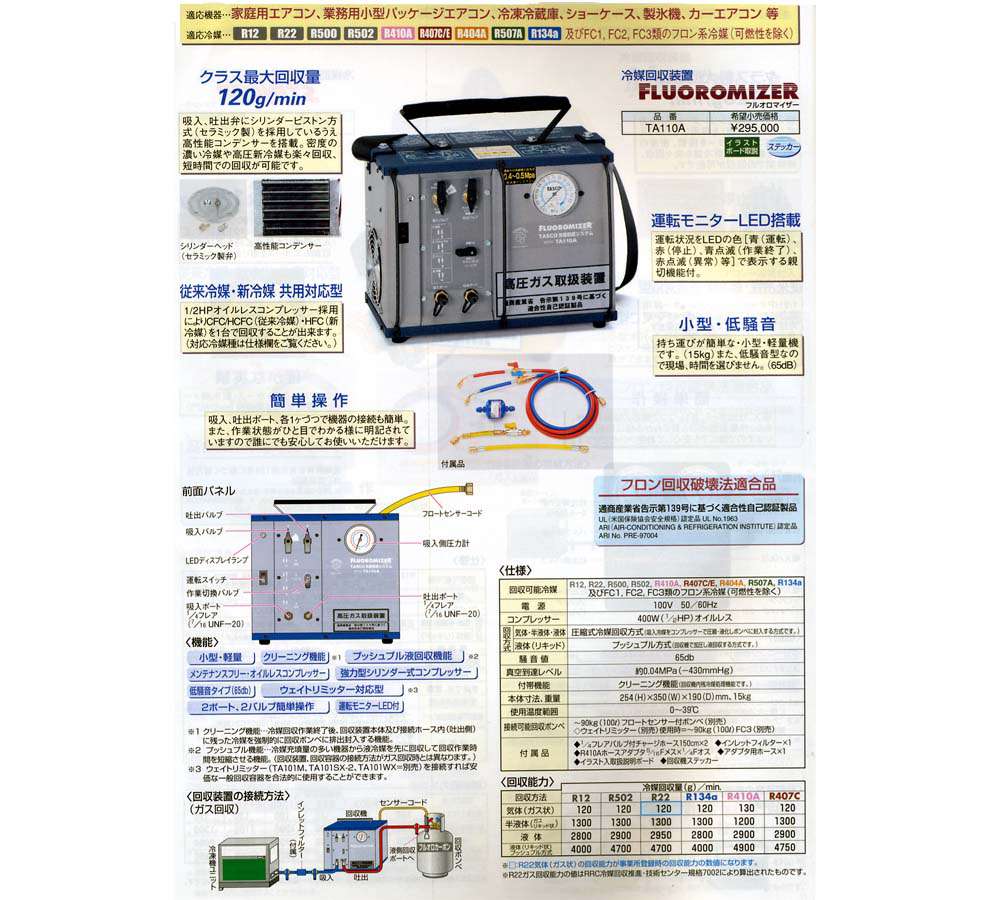 日本初の イチネンTASCO TA110-12 冷媒回収用ボンベ フロートセンサー付