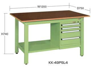 サカエ　軽量作業台ＫＫタイプ　スモールキャビネット付　ＫＫ−４９ＦＳＬ４