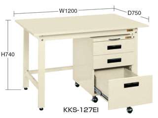 サカエ　軽量作業台ＫＫタイプ・キャビネットワゴン付　ＫＫＦ−１２７Ｅ