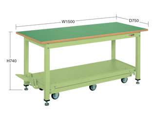 サカエ　中量作業台ＫＴタイプ・ペダル昇降移動式　ＫＴ−１５７Ｑ６Ｆ