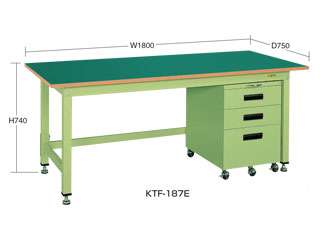 サカエ　中量作業台ＫＴタイプ・キャビネットワゴン付　ＫＴＦ−１８７Ｅ