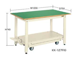 サカエ　軽量作業台ＫＫタイプ・ペダル昇降移動式　ＫＫ−１２７Ｆ