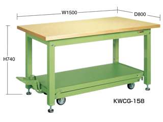 サカエ　重量作業台ＫＷＣタイプ・ペダル昇降移動式　ＫＷＣＦ−１５８