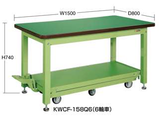 サカエ　 重量作業台ＫＷＣタイプ・ペダル昇降移動式　ＫＷＣＦ−１５８Ｑ６