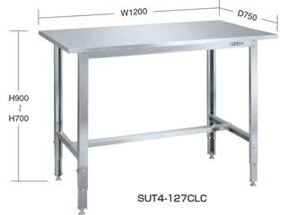 サカエ　ステンレス高さ調整作業台　カブセ天板仕様　ＳＵＴ４−０９６ＣＬＣ