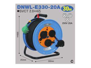 日動 三相200V 防雨・防塵型 4芯L型プラグ付ドラム(屋外型) DNWL-E330