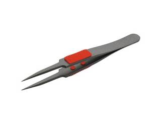 トラスコ　ラバーグリップ付ピンセット(フッ素コートタイプ)　TSP-224(極細鋭型)