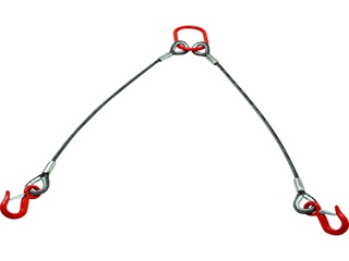 トラスコ　2本吊り玉掛けワイヤロープスリング　アルミロックスリング　フック付き　6mm×1m　TWEL-2P-6S1