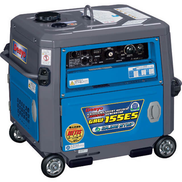 ポータブル発電機 GAN-150ES2 青 廃番】デンヨー 小型ガソリンエンジン溶接・発電機 GAW-150ES2 ウエダ