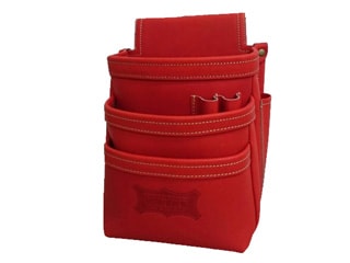 ニックス　最高級赤色グローブ革3段腰袋(ノーマルタイプ)　KGR-301DD