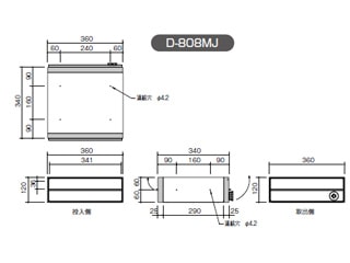 リンタツ D-808MJ ポステ 壁貫通型タイプ(前入れ後出し) ウエダ金物 