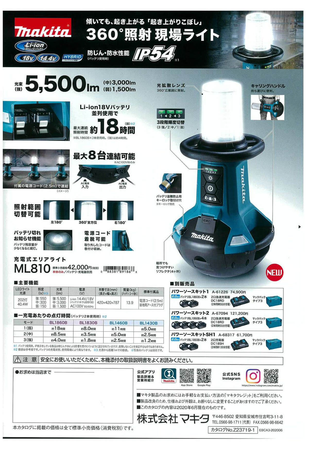 マキタ　ML810　充電式エリアライト(本体のみ)
