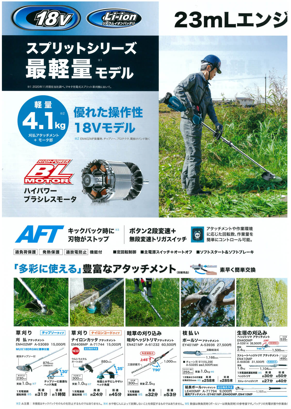 海外輸入 Total Homesマキタ makita 充電式スプリット草刈機 MUX01GRMM 40VMAX