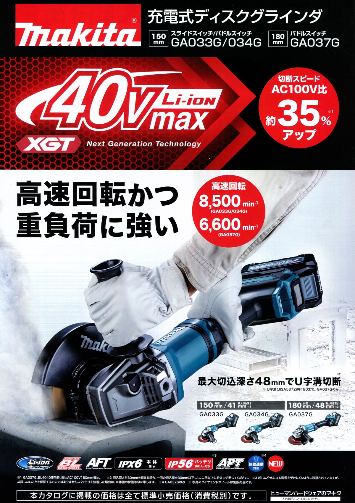 マキタ GA034GRMX 40Vmax充電式ディスクグラインダ 150mm ウエダ金物【公式サイト】