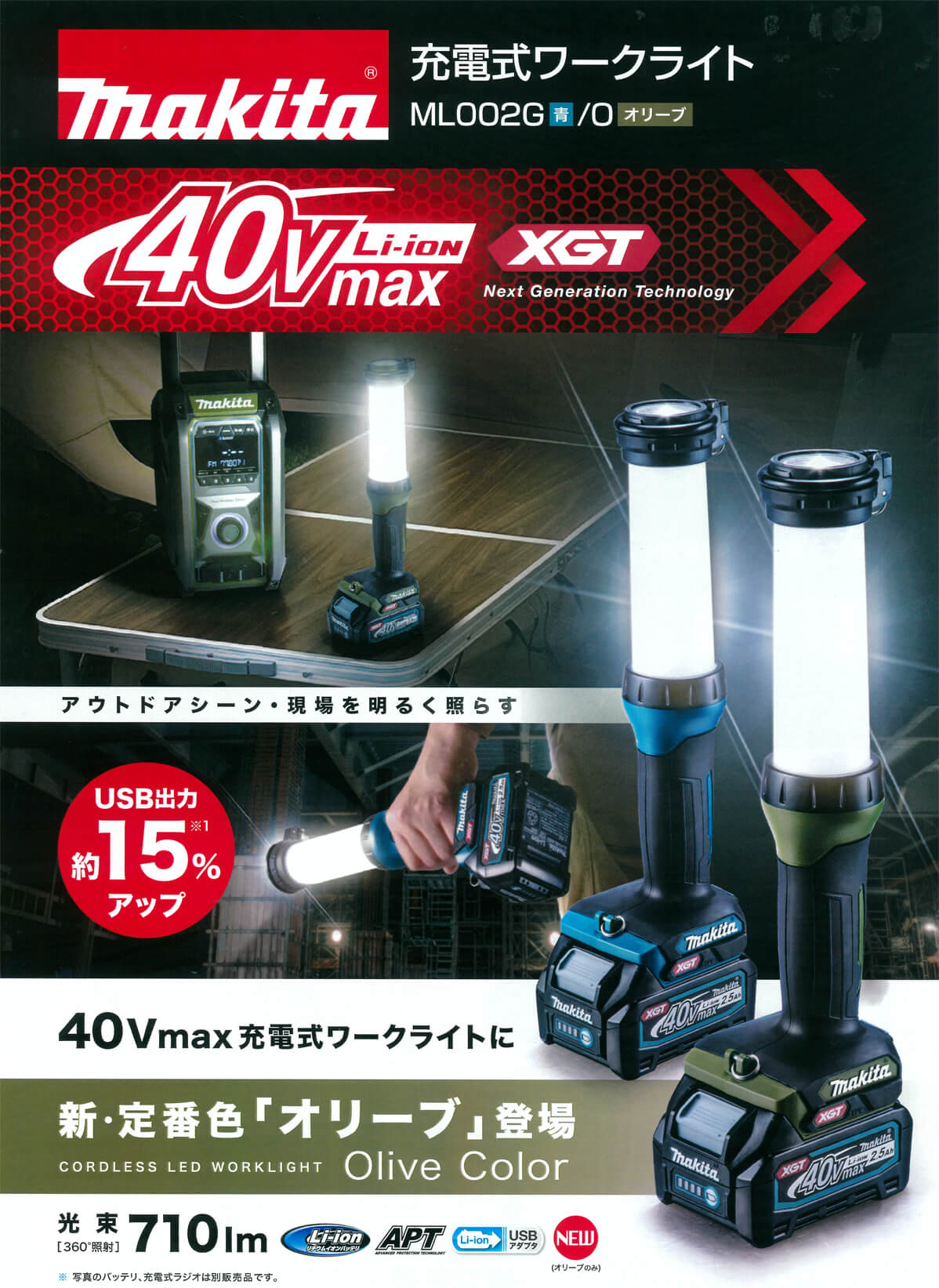 マキタ　ML002G　40Vmax充電式ワークライト