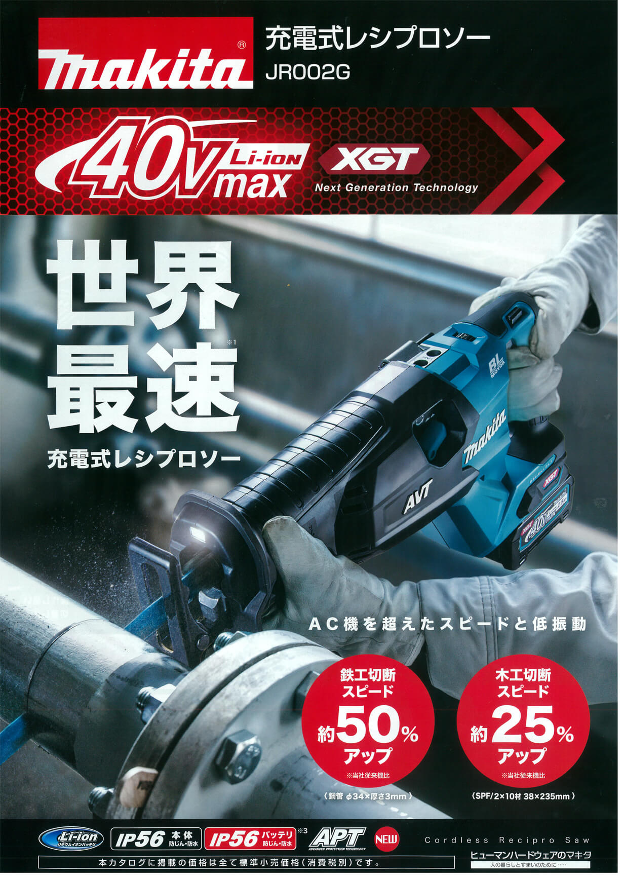 マキタ｜40Vmax 充電式レシプロソー 2.5Ah バッテリBL4025x2本・充電器DC40RA・ケース付 JR002GRDX - 4