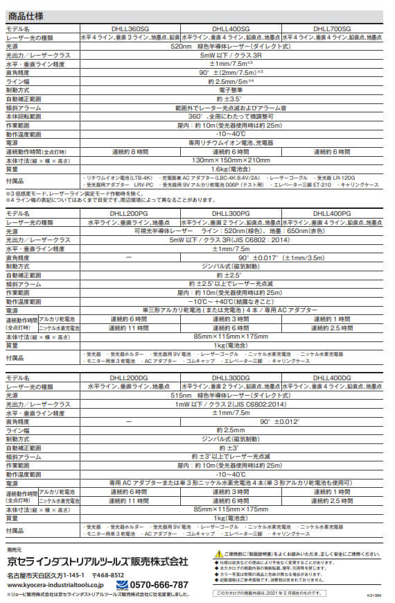 京セラ　DHLL200DG　レーザー墨出し器(受光器・三脚付き)