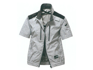 日新被服　トルネードラカン　ファン付作業着　半袖ブルゾン(服のみ)　TRA1451(杢シルバー)　Mサイズ