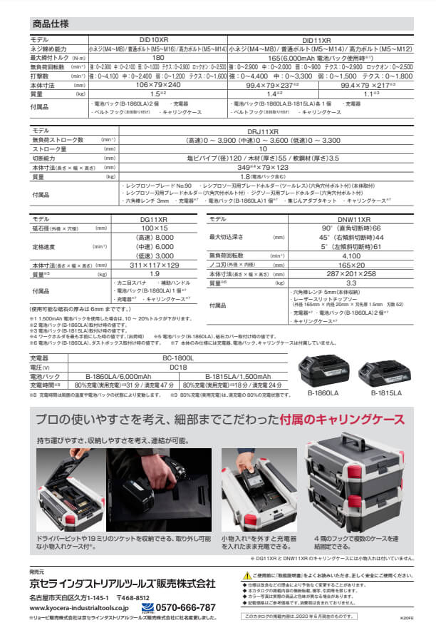 京セラ　DG11XR　18V充電式ディスクグラインダー