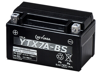 GSユアサ　YTX7A-BS-GY3　VRLA(制御弁式)即用式液別12Vバッテリー(液別売)