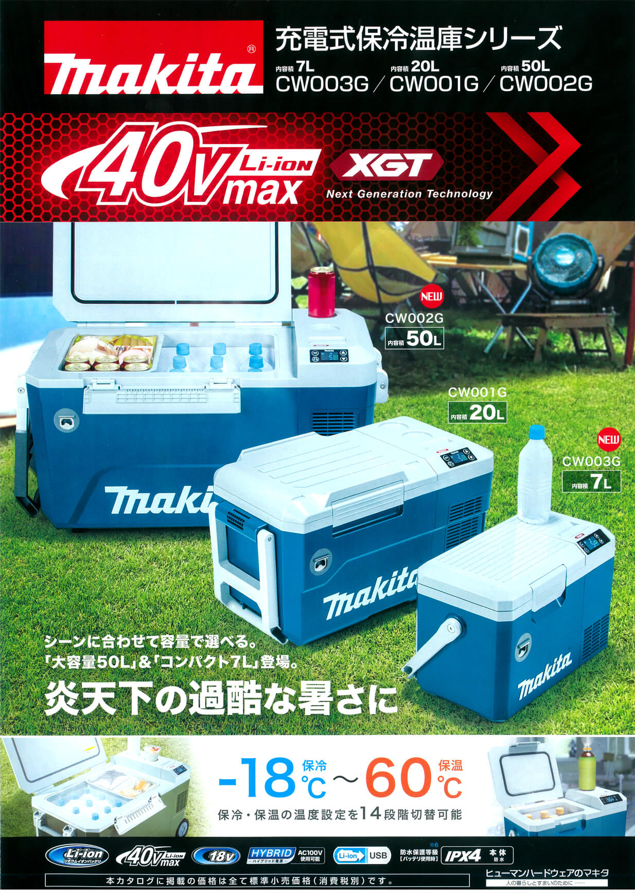 makita マキタ 40Vmax充電式保冷温庫（50L）18V AC100V DC  CW002GZ 青  本体のみ   ※バッテリ・充電器別売 - 4