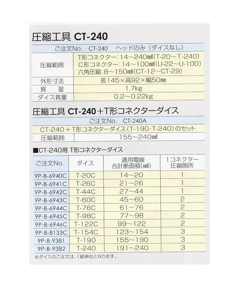 ダイア 圧縮工具 CT-240 ウエダ金物【公式サイト】