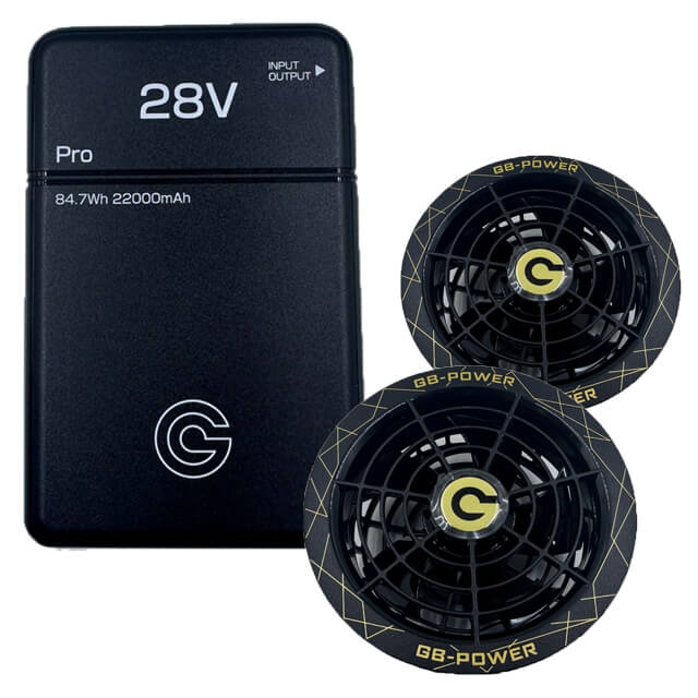 ●長信ジャパン　ファンジャケット用28Vバッテリー/ファンセット品　スクランブルブラック　GB428+GF1