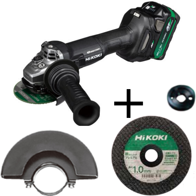 HIKOKI　コードレスディスクグラインダー　36V　100ｍｍ　ストロングブラック仕様切断トイシ10枚＋切断トイシ用ホイルガード＋ホイルナット(切断用)付き　G3610DC(2XPCBZ)【数量限定特価】