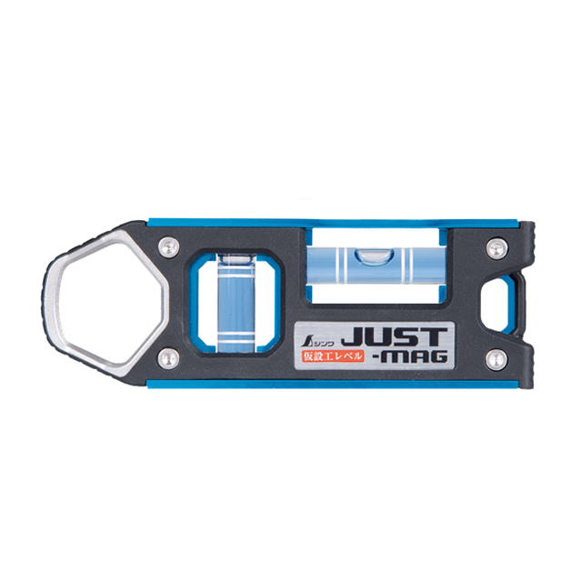 シンワ　仮設工レベル　JUST-MAG100mm　ブルー　マグネット付　73412