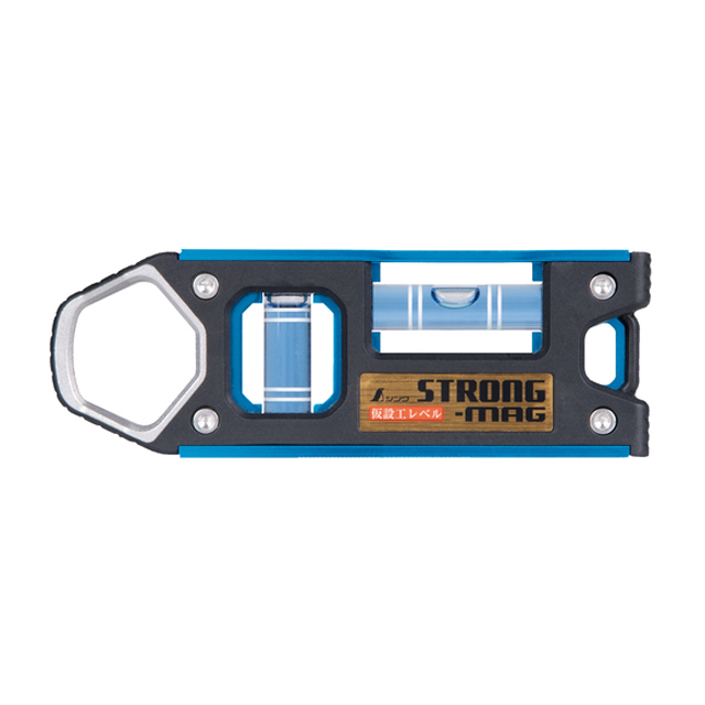 シンワ　仮設工レベル　STRONG-MAG100mm　ブルー　マグネット付　73476