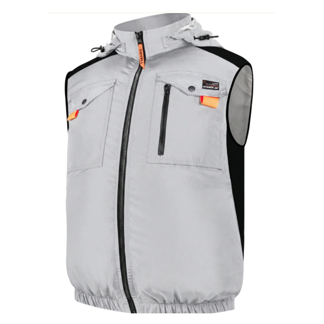 COVELL G1-gray 空調冷風服 ハーネス対応フード付半袖 ホワイト
