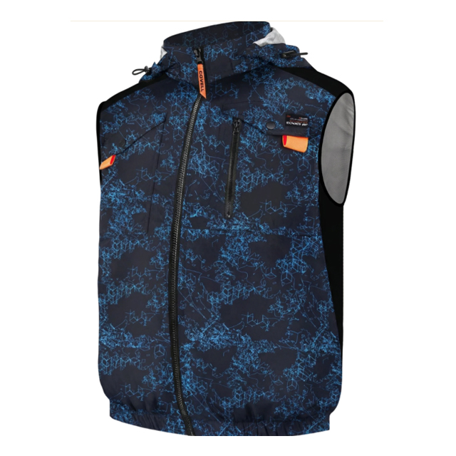 COVELL G1-4 空調冷風服 ハーネス対応フード付半袖 紺迷彩