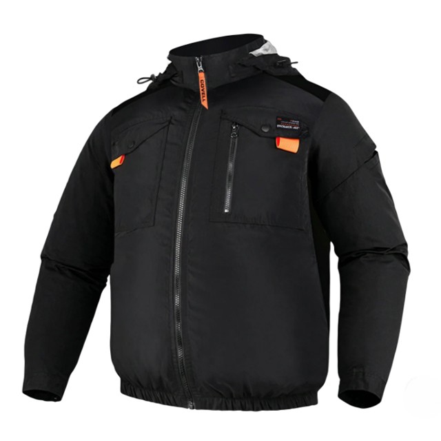 COVELL　空調冷風服　ハーネス対応フード付長袖　ブラック　Sサイズ　CX-G3-black-S