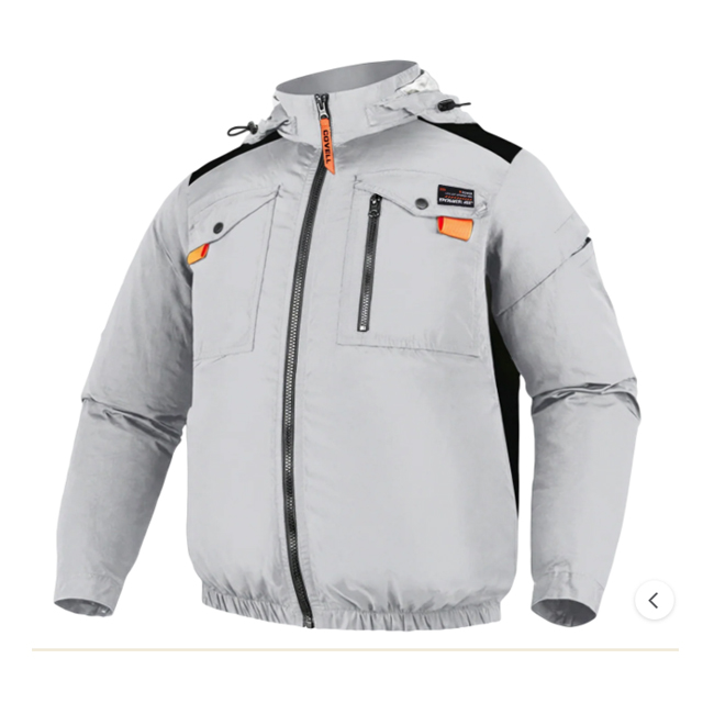 COVELL　空調冷風服　ハーネス対応フード付長袖　ホワイト　Sサイズ　CX-G3-gray-S