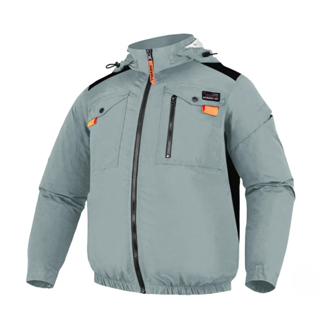 COVELL　空調冷風服　ハーネス対応フード付長袖　アッシュグレー　Sサイズ　CX-G3-LT-GY-S